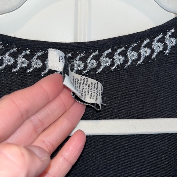 Beautiful boho Rachel Zoe black tired midi dress with metallic embroidery Small - Picture 11 of 16